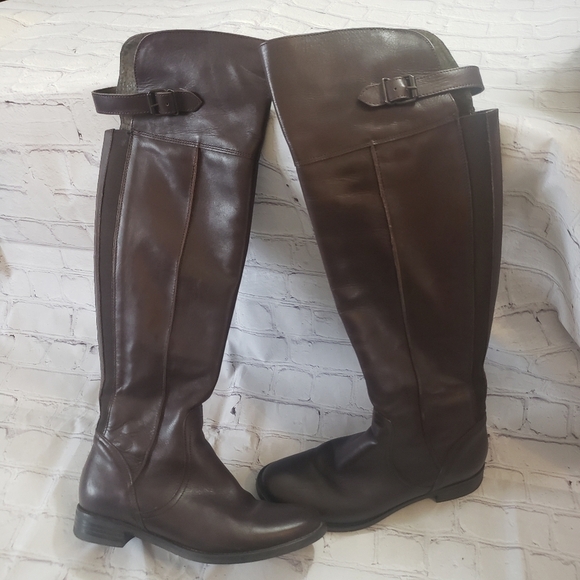 Aldo Tall Riding Boots Brown Leather Zippered Pull On Womens Size 37 US Size 6.5 - Picture 9 of 9